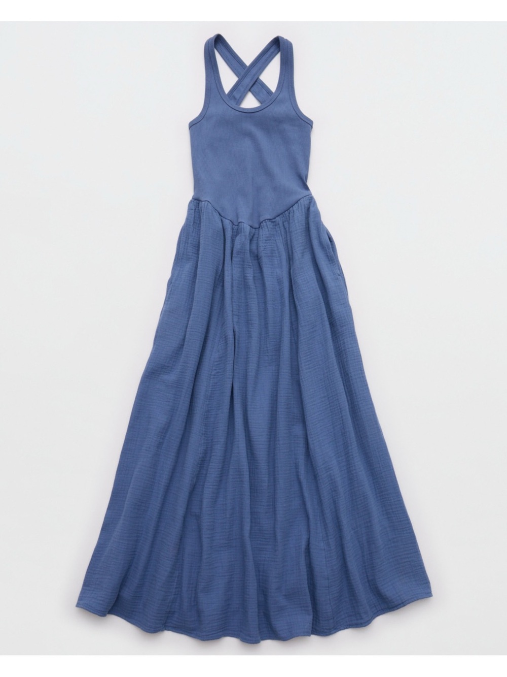aerie Blue Sleeveless Scoop-Neck Midi Dress - Picture 4 of 7